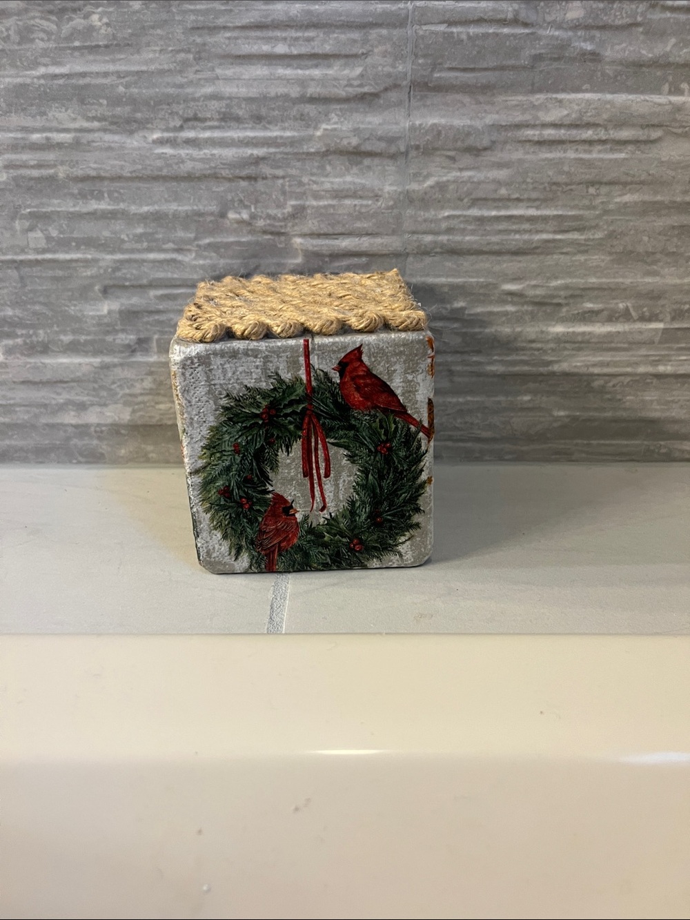Holiday Decorative Wood Cube - 4 Different Sides